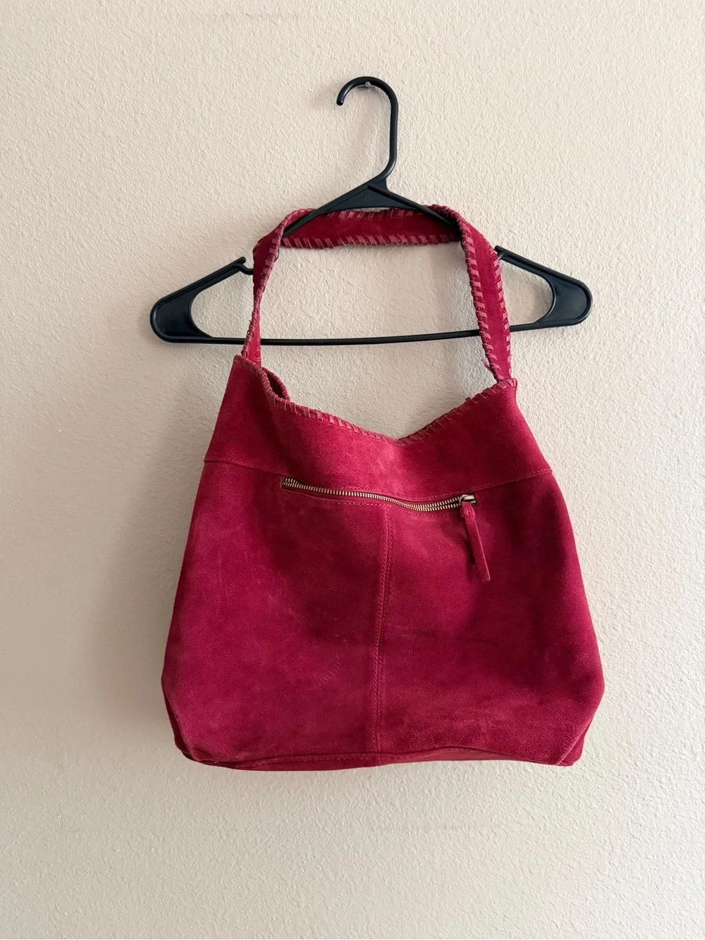 TJ Max Burgundy Suede Shoulder Tote Bag